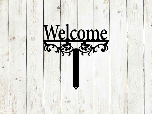 Welcome Yard Stake Metal Sign