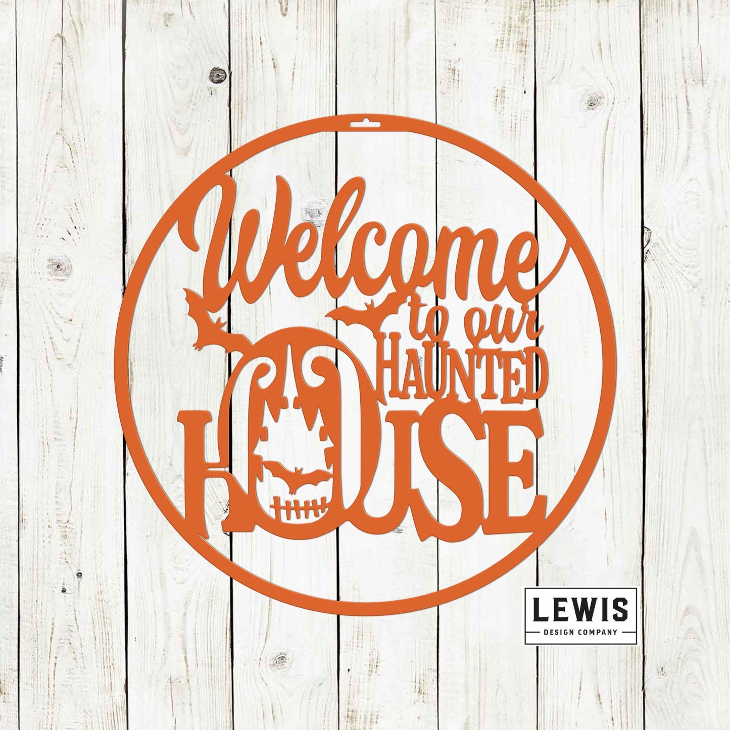 Welcome to Our Haunted House Metal Halloween Door Hanger, Halloween Decor, Fall Wreath, Haunted House Sign, Metal Art, Halloween Decoration