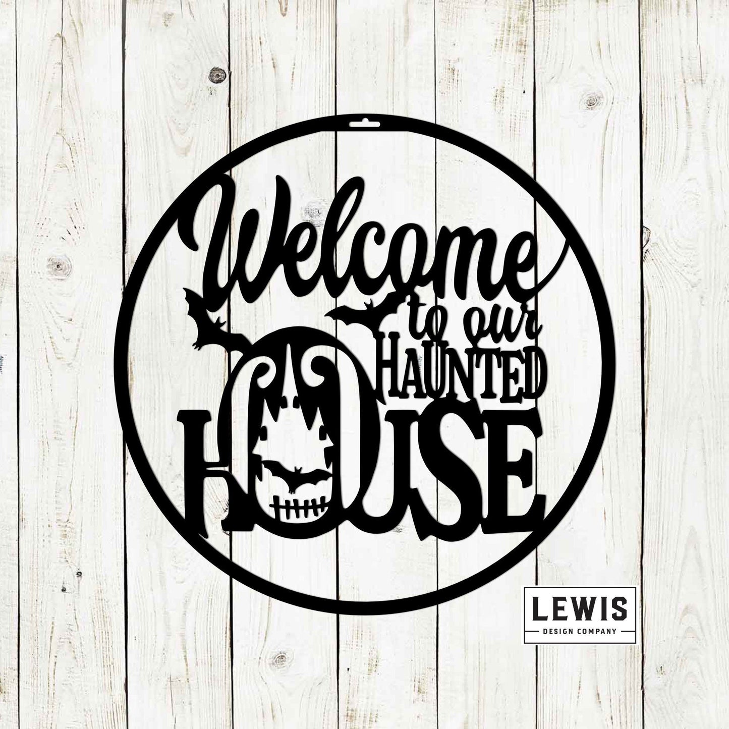 Welcome to Our Haunted House Metal Halloween Door Hanger, Halloween Decor, Fall Wreath, Haunted House Sign, Metal Art, Halloween Decoration