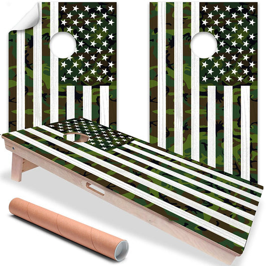USA American Flag Military Camouflage - Cornhole Board Wrap - Set of 2