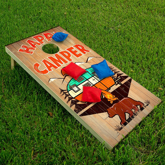 Happy Camper - Cornhole Board Wrap - Set of 2