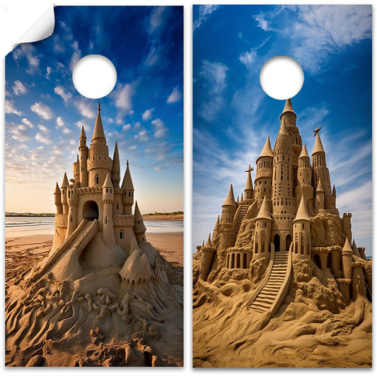 Sand Castles - Cornhole Board Wrap - Set of 2