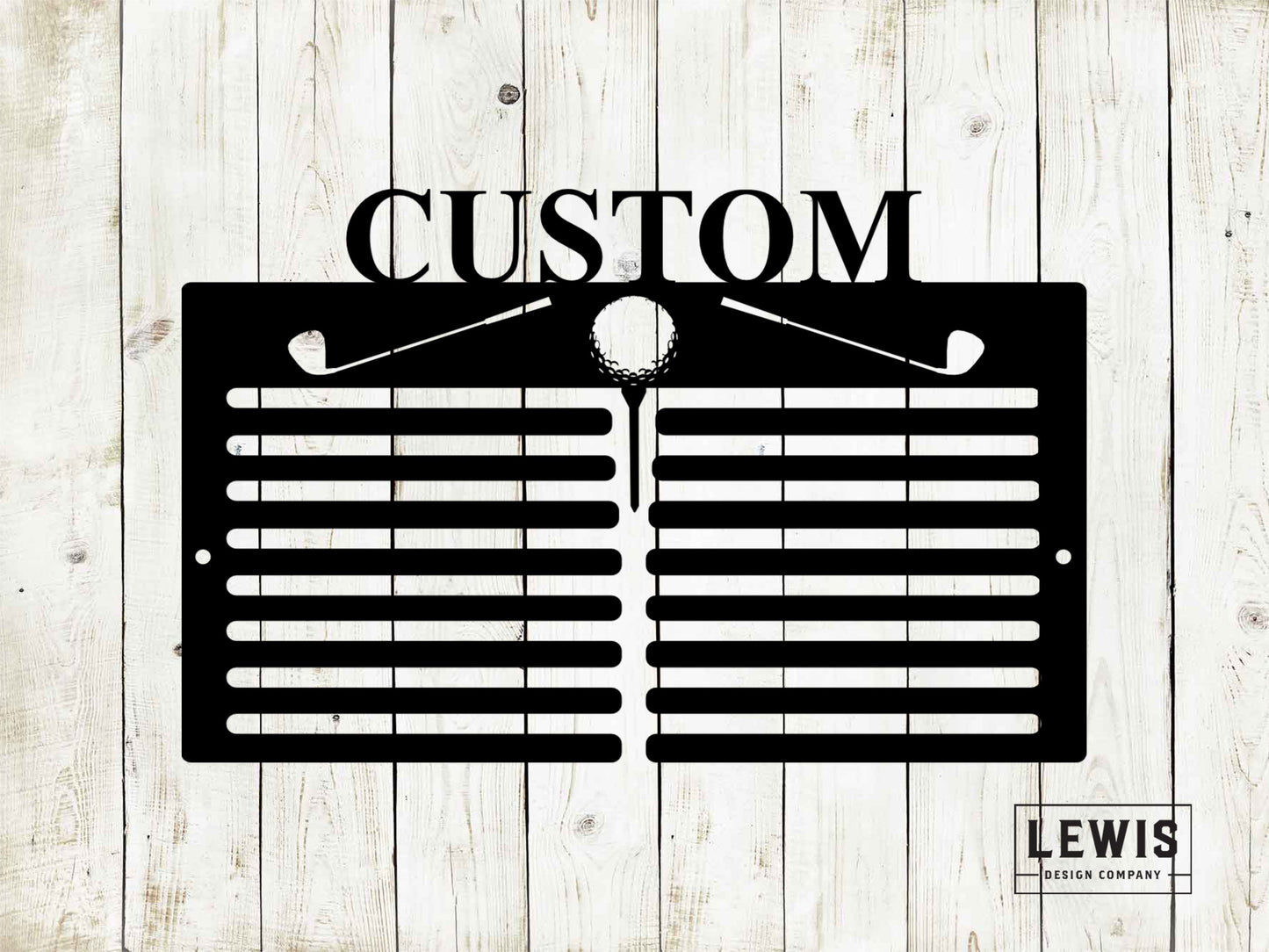 Golf Scorecard Display With Clubs Custom Name Metal Sign