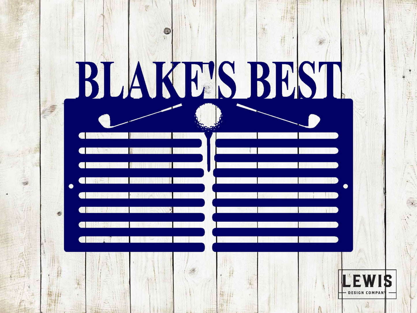Golf Scorecard Display With Clubs Custom Name Metal Sign