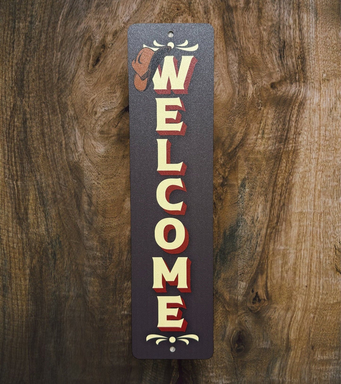 Western Welcome Sign, Custom Metal Powder Coated & Printed Name Sign