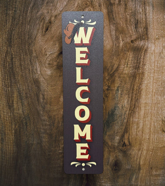 Western Welcome Sign, Custom Metal Powder Coated & Printed Name Sign