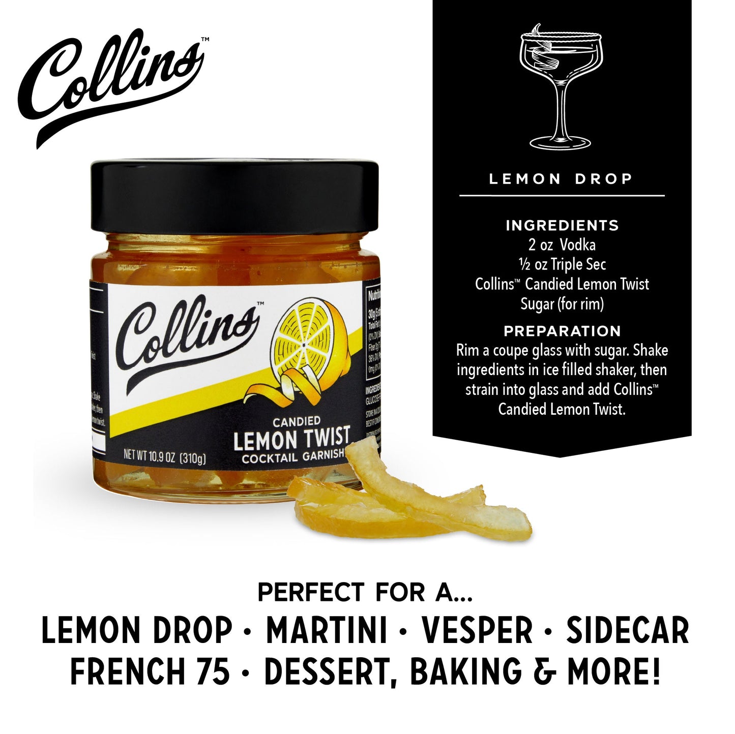 Candied Lemon Twist in Syrup 10.9 oz , Set of 6