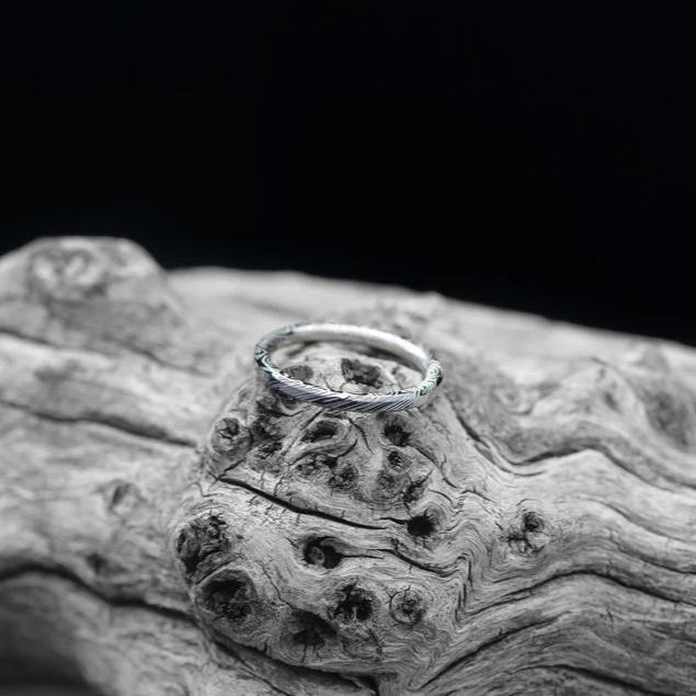 Twilight Damascus Steel Wedding Ring Band