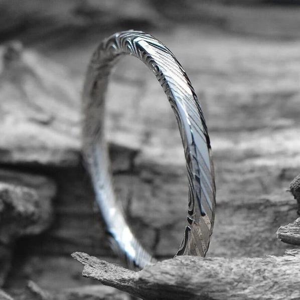Twilight Damascus Steel Wedding Ring Band