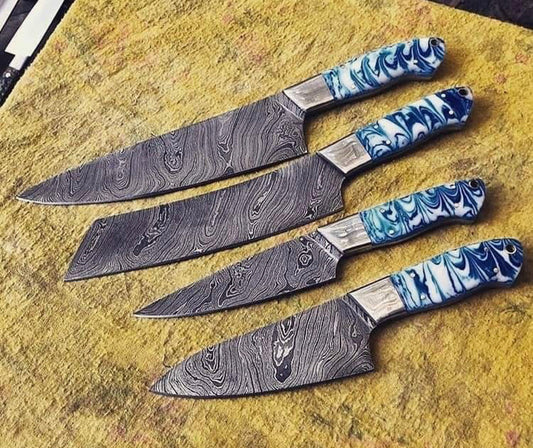 Damascus Kitchen Knives Set