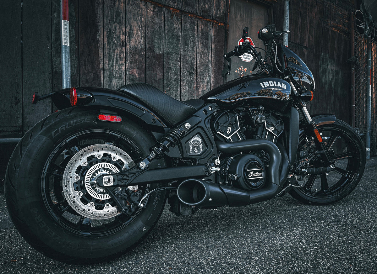 Indian Scout Mid-Frame Insert - Skull Warbonnet 108 BW