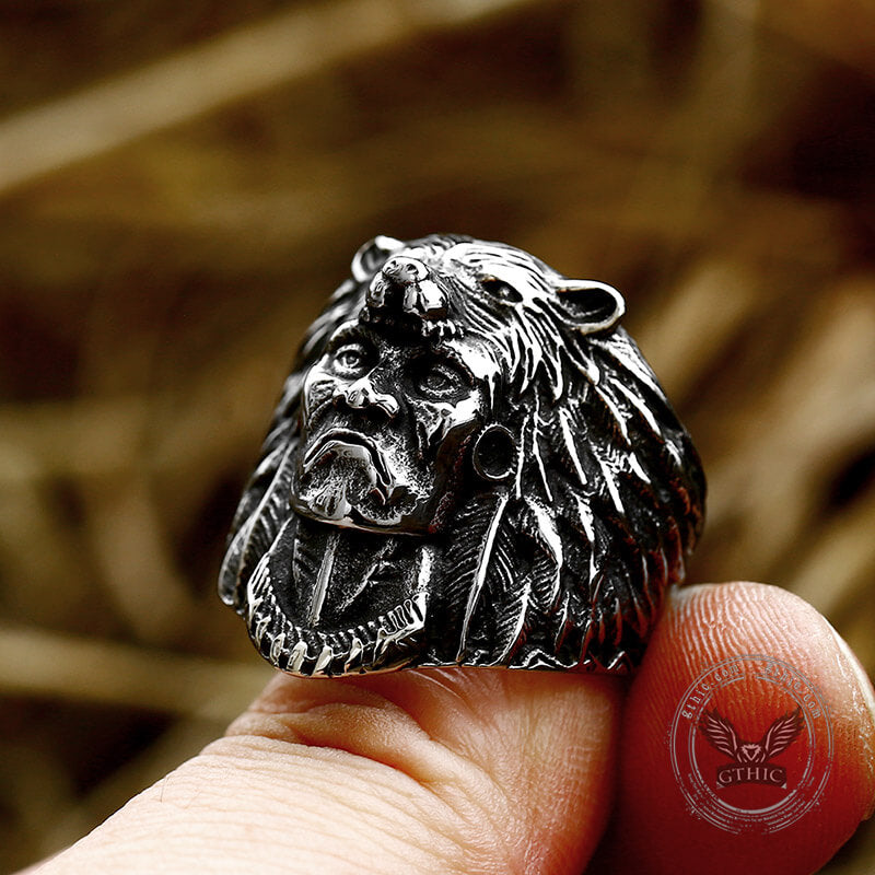 Indian Chief Stainless Steel Tribal Ring