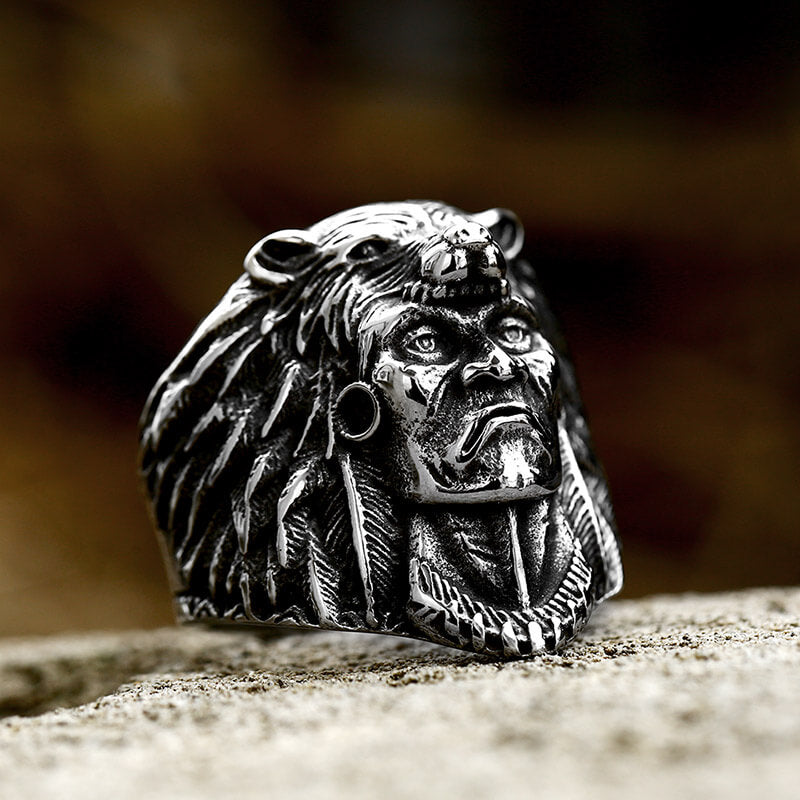 Indian Chief Stainless Steel Tribal Ring