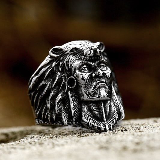 Indian Chief Stainless Steel Tribal Ring