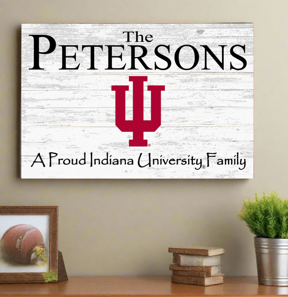 Indiana University Family Name Sign – Personalized Wood Plaque for Alumni or Graduation