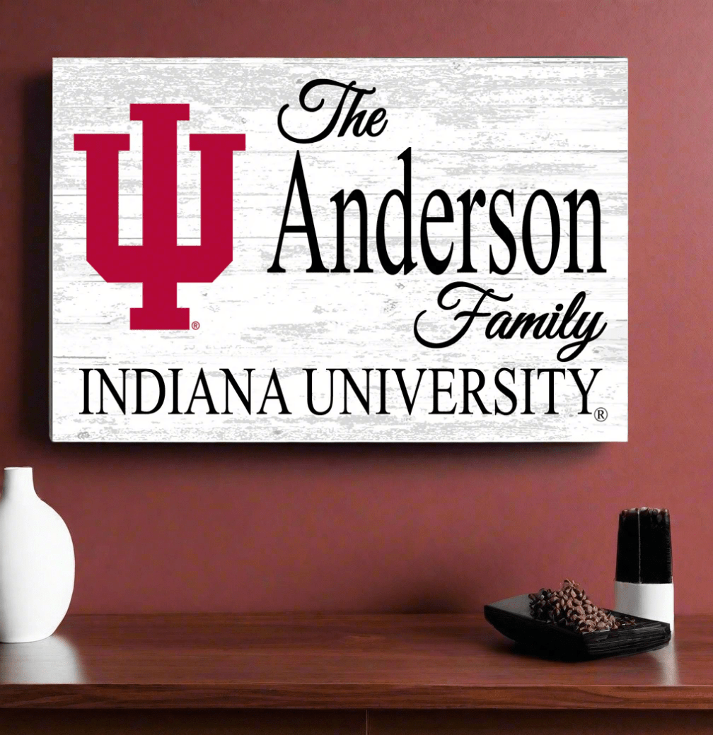 Indiana University Family Name Sign – Personalized Wood Plaque for Alumni or Graduation