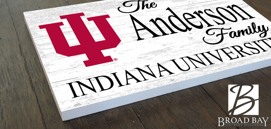 Indiana University Family Name Sign – Personalized Wood Plaque for Alumni or Graduation