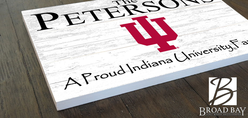 Indiana University Family Name Sign – Personalized Wood Plaque for Alumni or Graduation