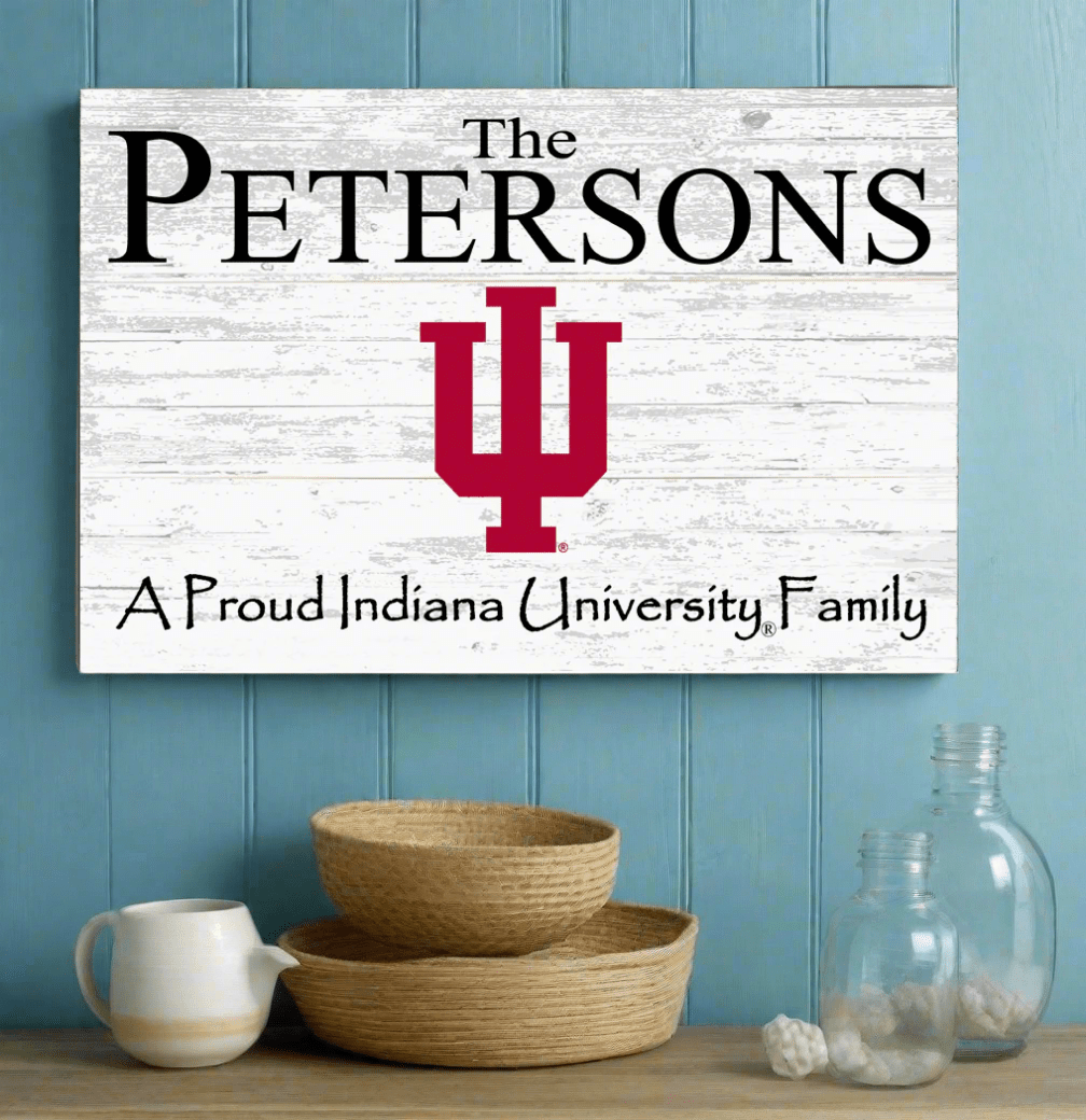 Indiana University Family Name Sign – Personalized Wood Plaque for Alumni or Graduation