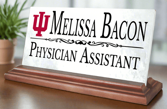 Indiana University Desk Nameplate – Custom Marble Name Sign with Personalized Title