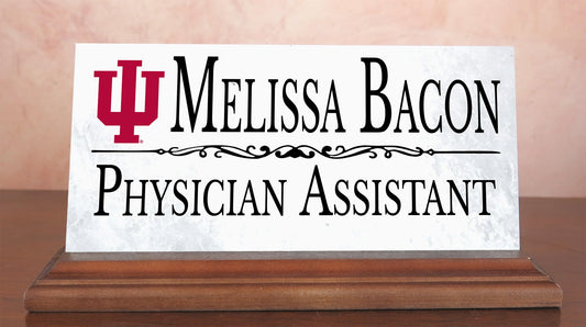 Indiana University Desk Nameplate – Custom Marble Name Sign with Personalized Title
