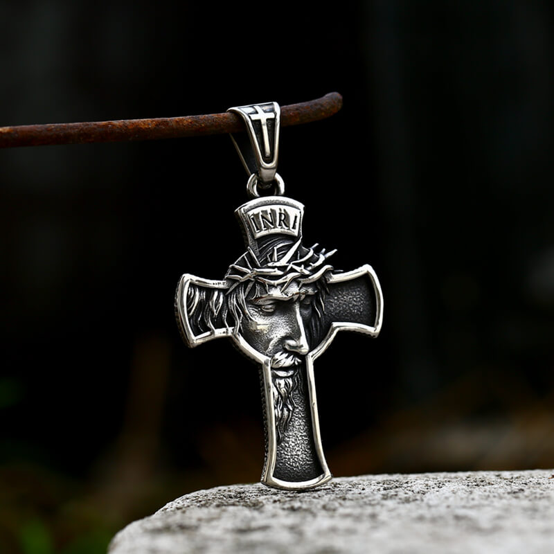 INRI Christian Cross Pure Tin Necklace