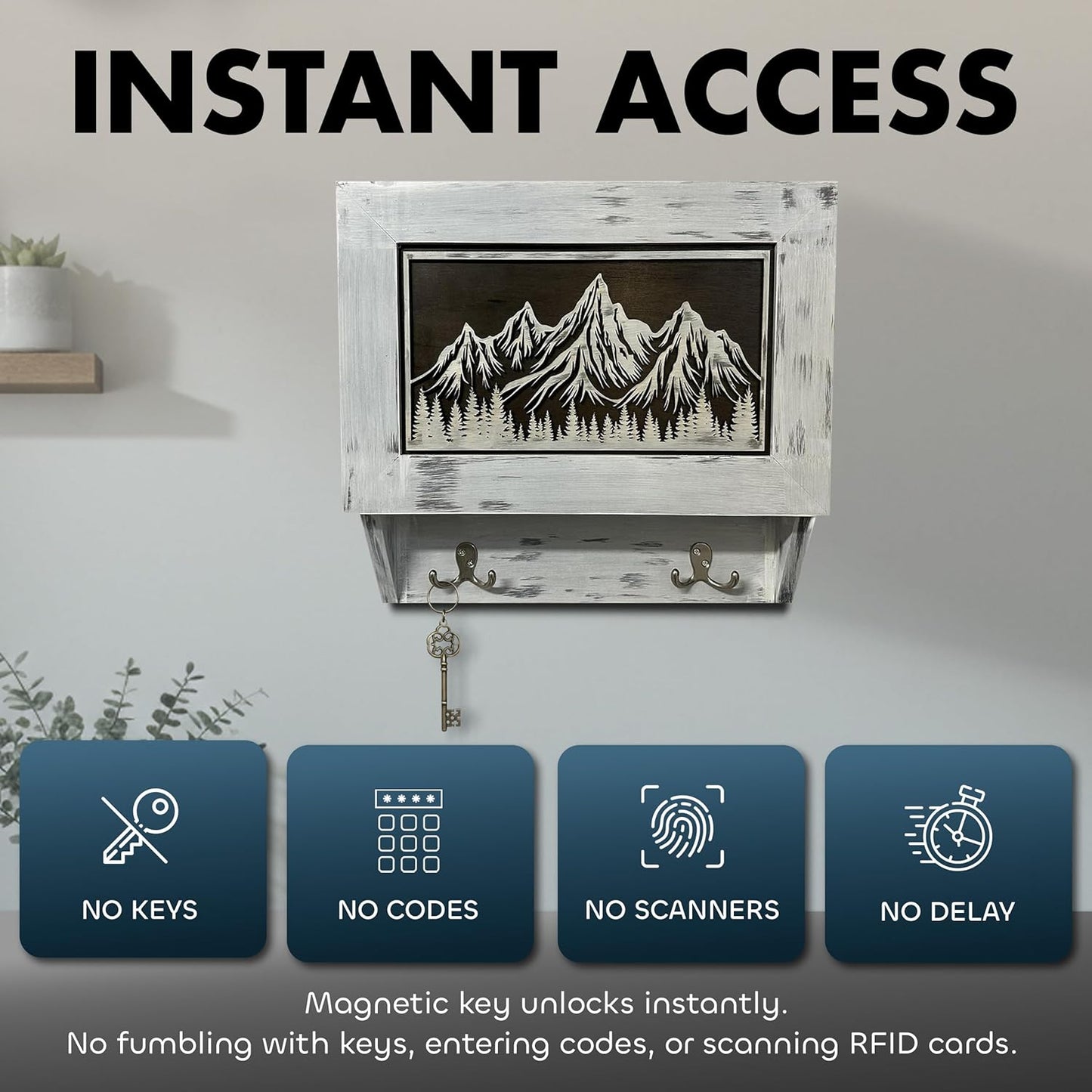 Hidden Gun Safe Coat Rack Snow Mountain Wall Decoration Concealed Shelf Firearm Cabinet