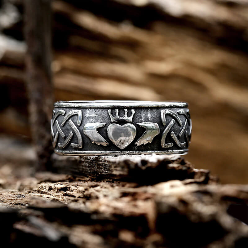 Irish Claddagh Stainless Steel Viking Ring