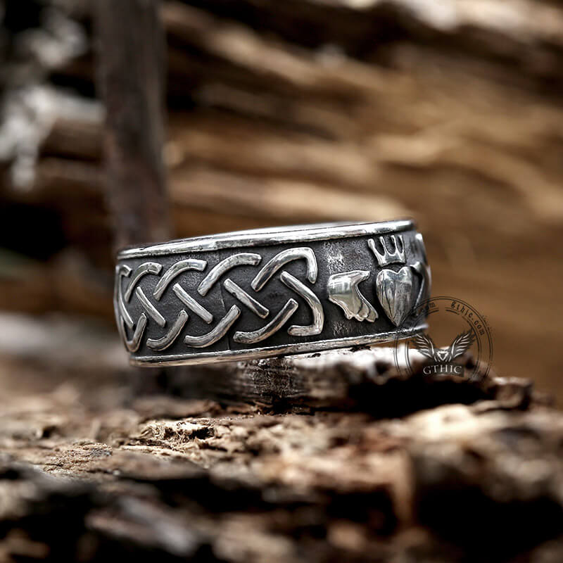 Irish Claddagh Stainless Steel Viking Ring