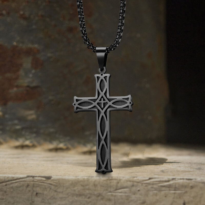Irish Knot Stainless Steel Cross Pendant