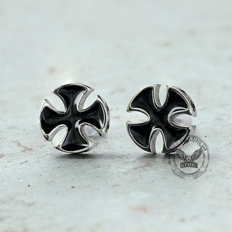 Iron Cross Stainless Steel Stud Earrings