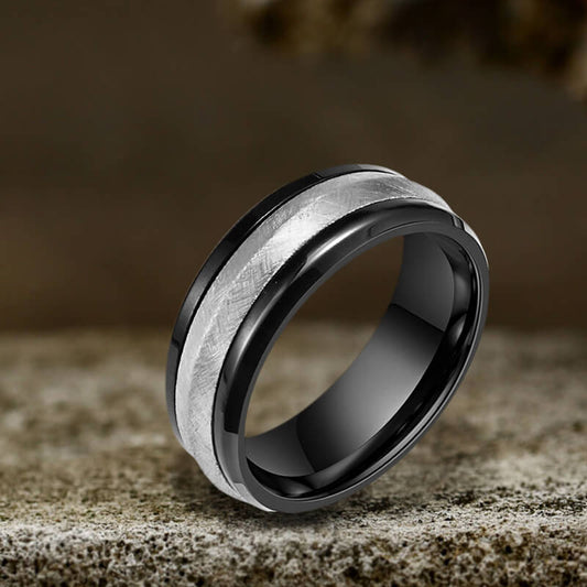 Irregular Brushed Stainless Steel Band Ring