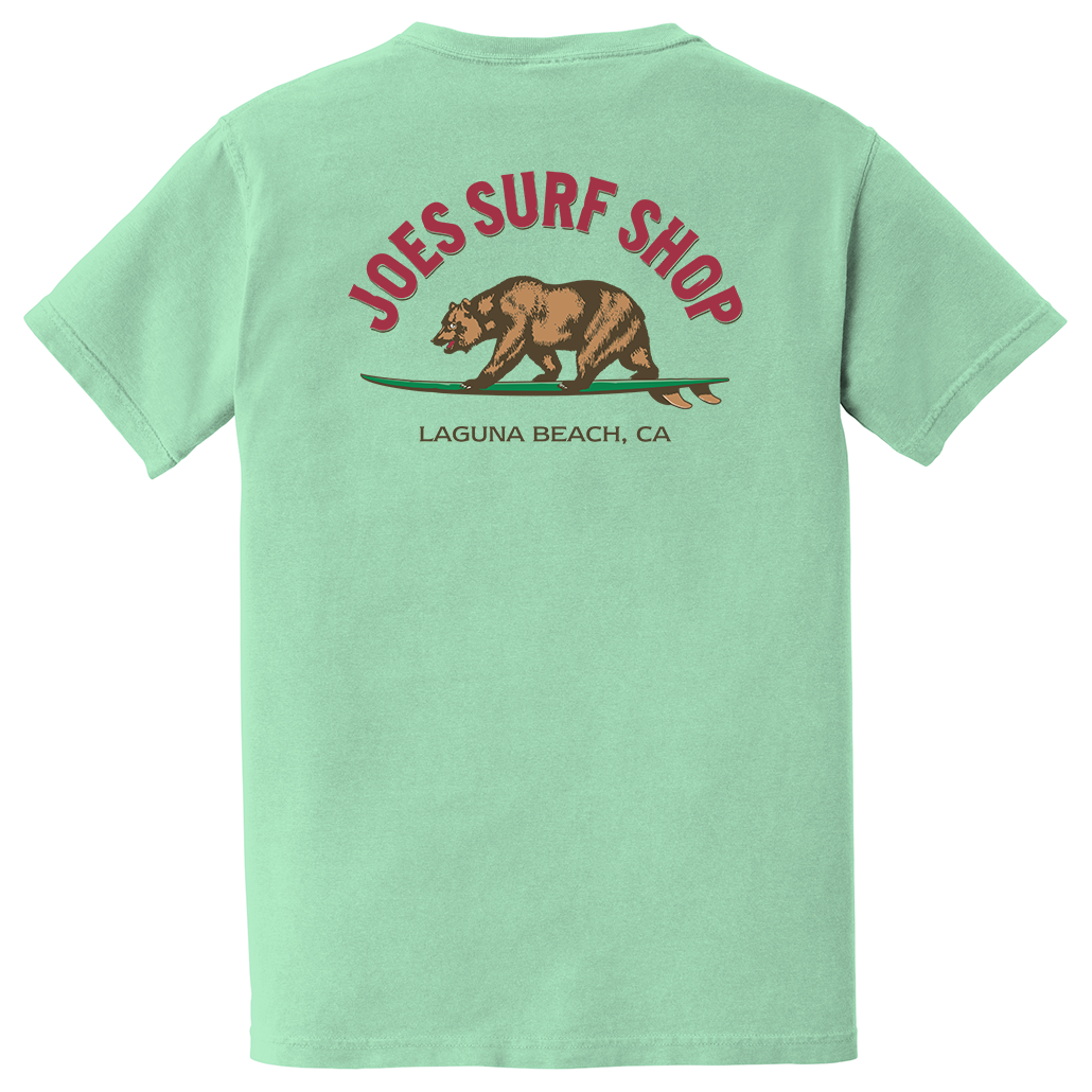 Joe's Surf Shop Surfing Bear Garment-Dyed Pocket Tee