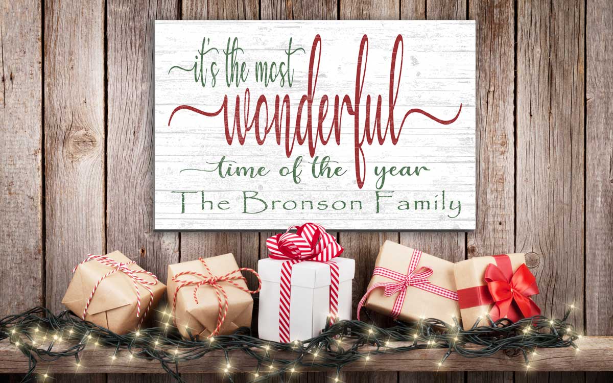 It's The Most Wonderful Time Of The Year Christmas Sign Personalized