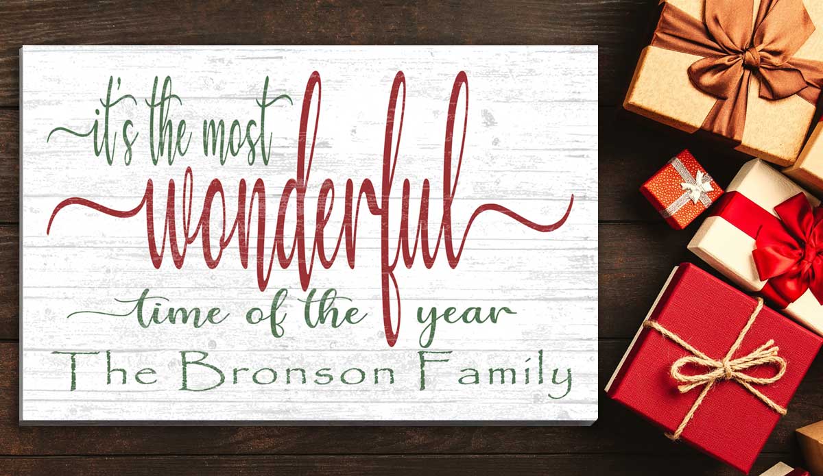 It's The Most Wonderful Time Of The Year Christmas Sign Personalized