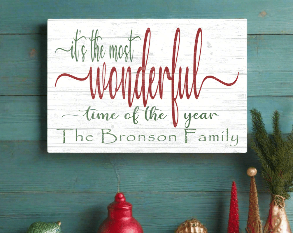 It's The Most Wonderful Time Of The Year Christmas Sign Personalized