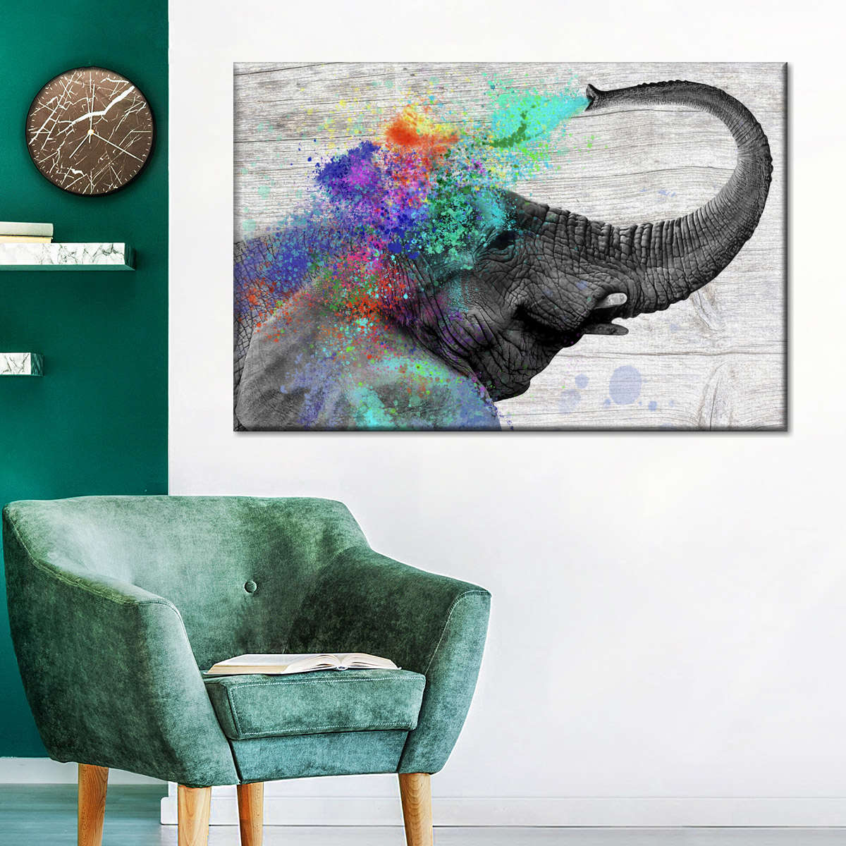 Colorful Elephant Splash Wall Art