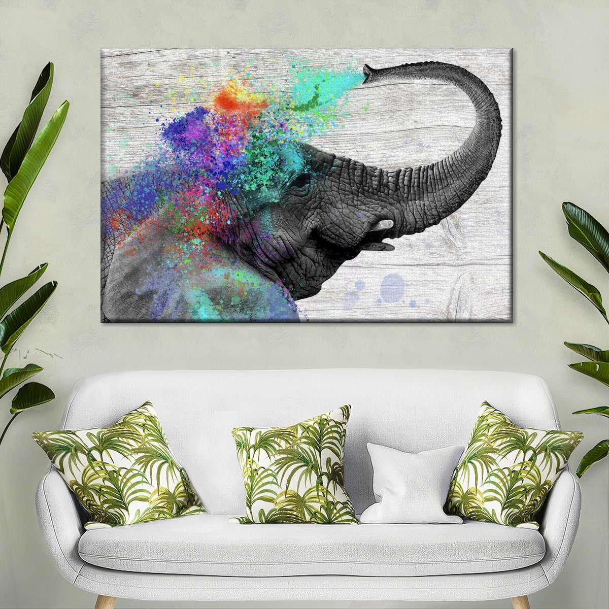 Colorful Elephant Splash Wall Art