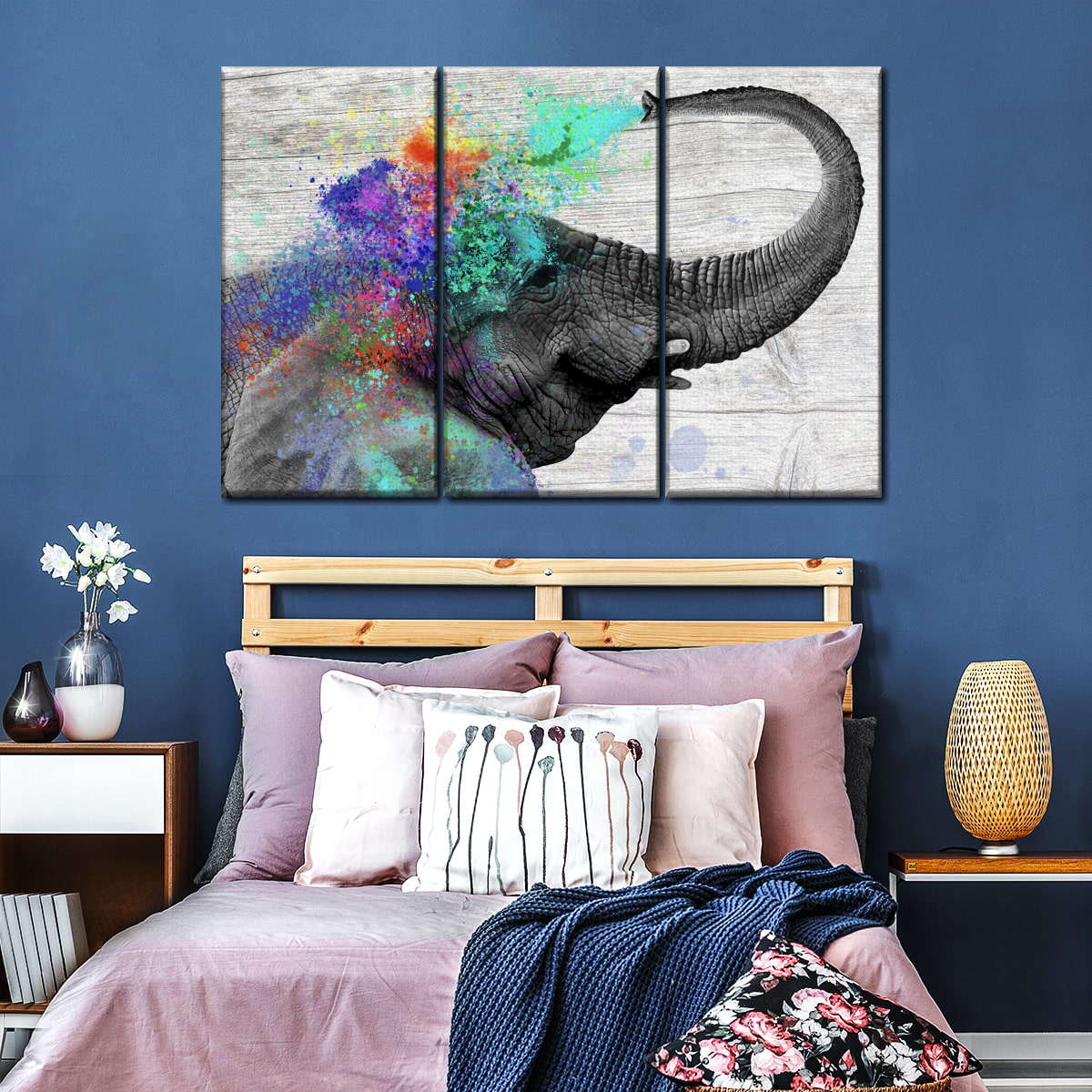 Colorful Elephant Splash Wall Art