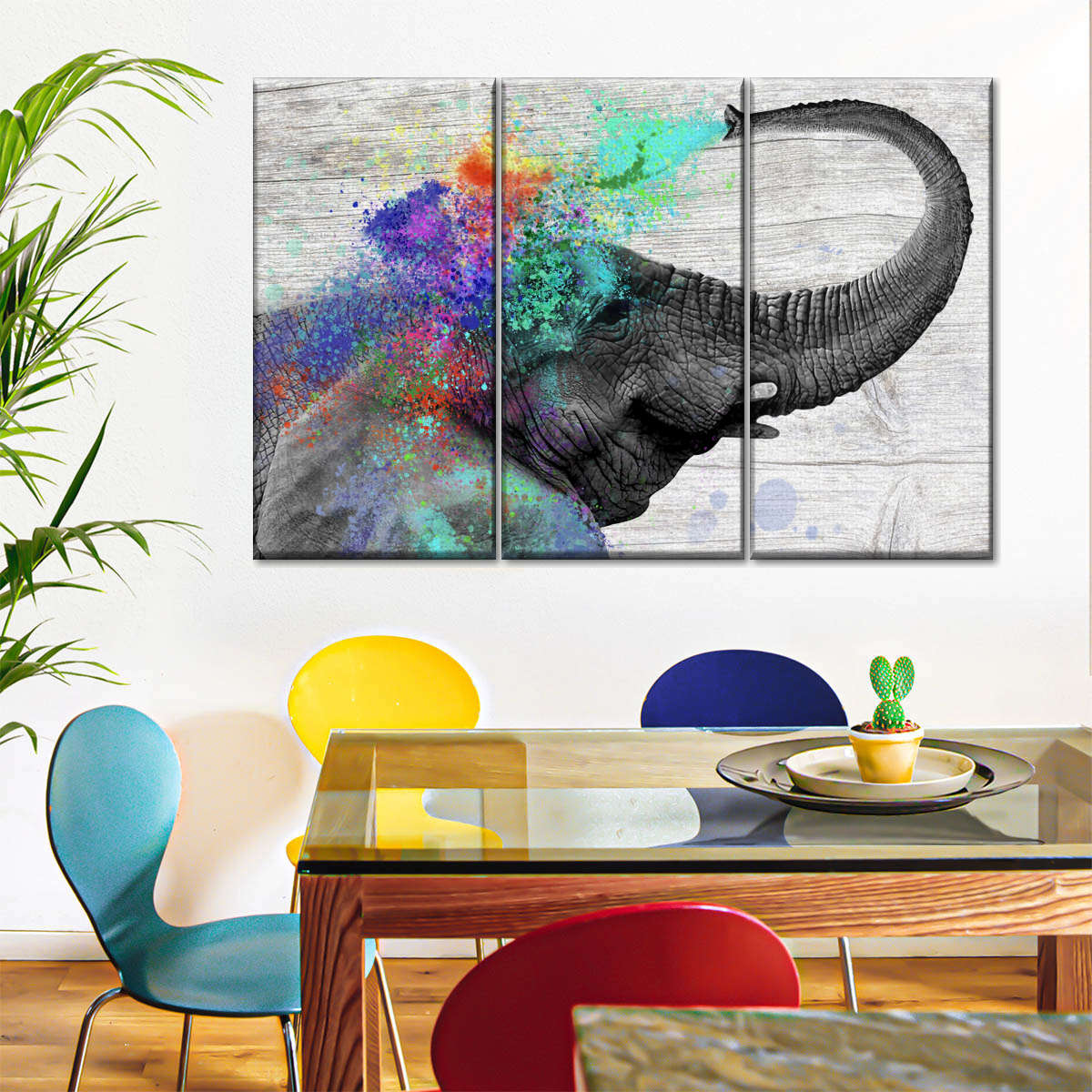 Colorful Elephant Splash Wall Art