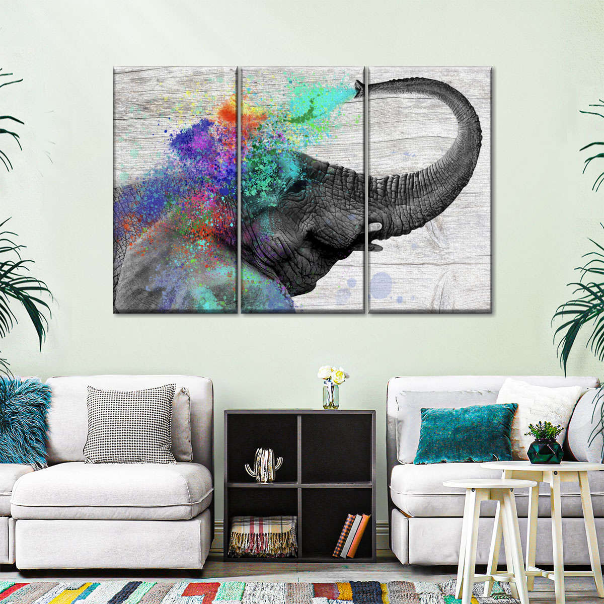 Colorful Elephant Splash Wall Art