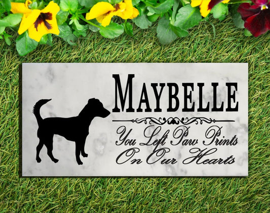 Jack Russell Memorial Stone Personalized Dog Garden Rock Grave Marker Outdoor or Indoor