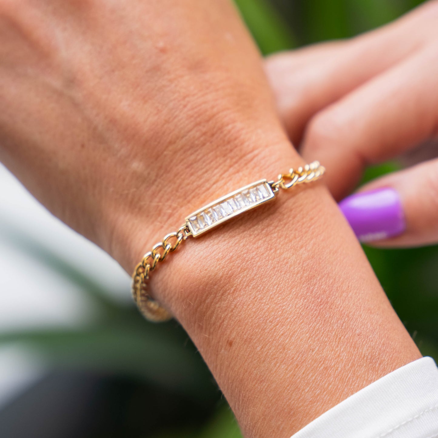 JANE - Gold Plated Tennis Link Chain Accent Bracelet