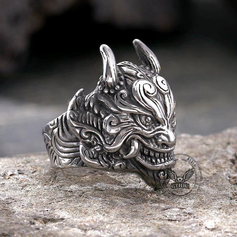 Japanese Demon Oni Stainless Steel Ring
