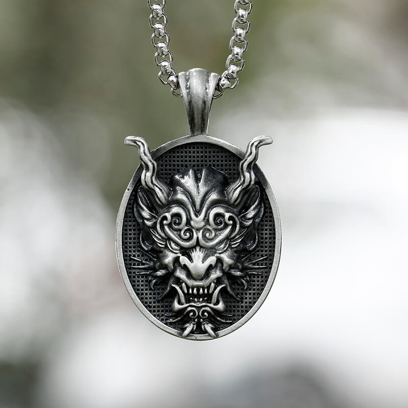 Japanese Oni Pure Tin Pendant