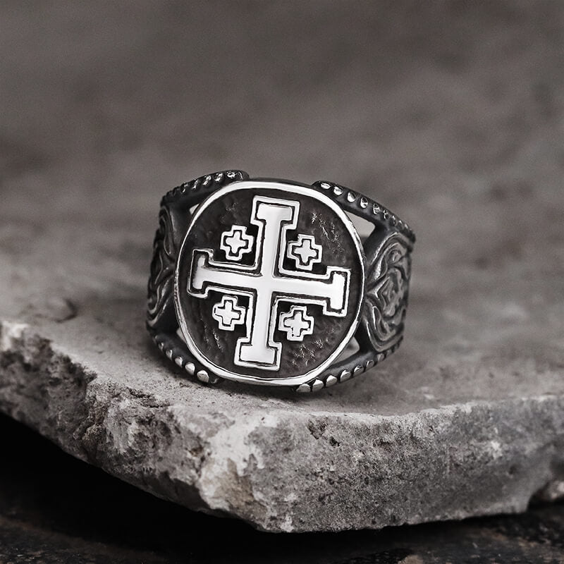 Jerusalem Cross Stainless Steel Religion Ring