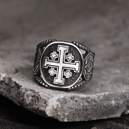 Jerusalem Cross Stainless Steel Religion Ring