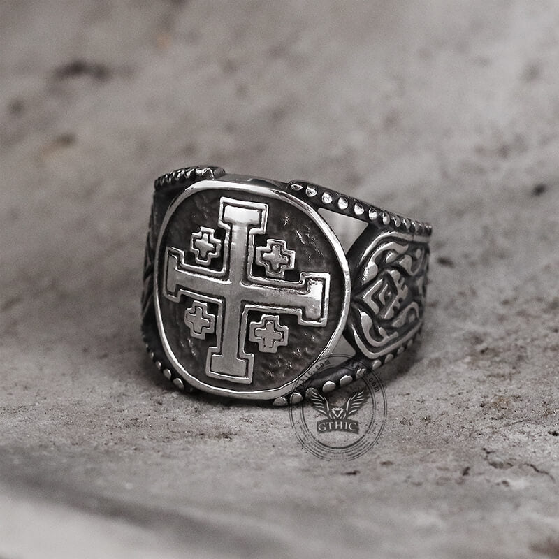 Jerusalem Cross Stainless Steel Religion Ring