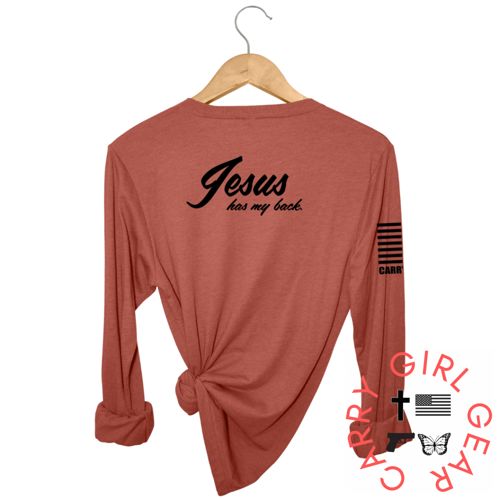 JESUS HAS MY BACK Long Sleeve