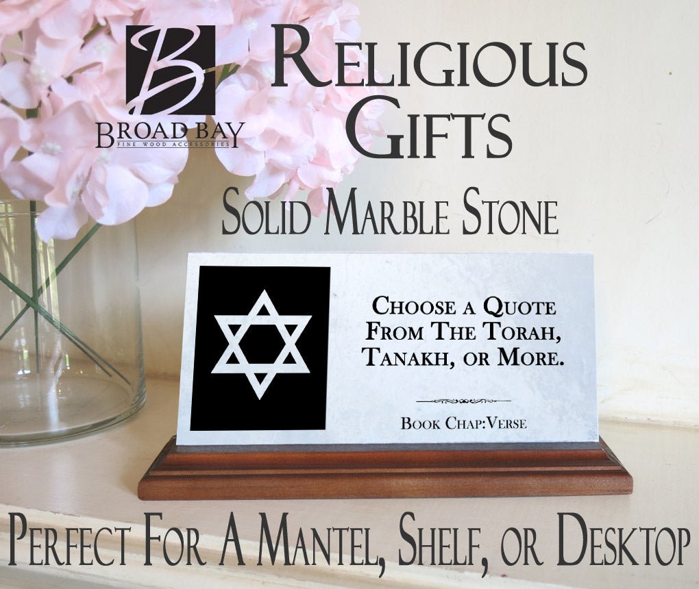 Jewish Quote Marble Plaque – Custom Torah or Tanakh Verse Desk Display with Star of David